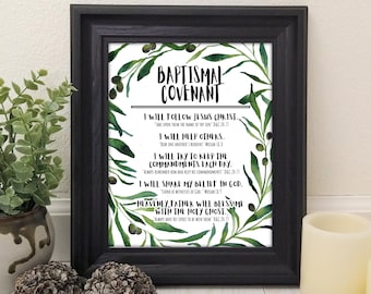 Baptismal Covenant made in The Church of Jesus Christ of Latter-day Saints Art Baptism Gift Digital Download