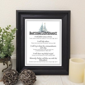 Baptismal Covenant Art with Salt Lake Temple for The Church of Jesus Christ of Latter-day Saints Baptismal Gift Digital Download