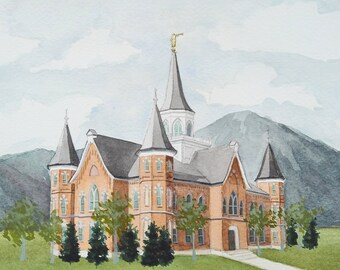 Provo City Center Temple of The Church of Jesus Christ of Latter-day Saints Watercolor, LDS