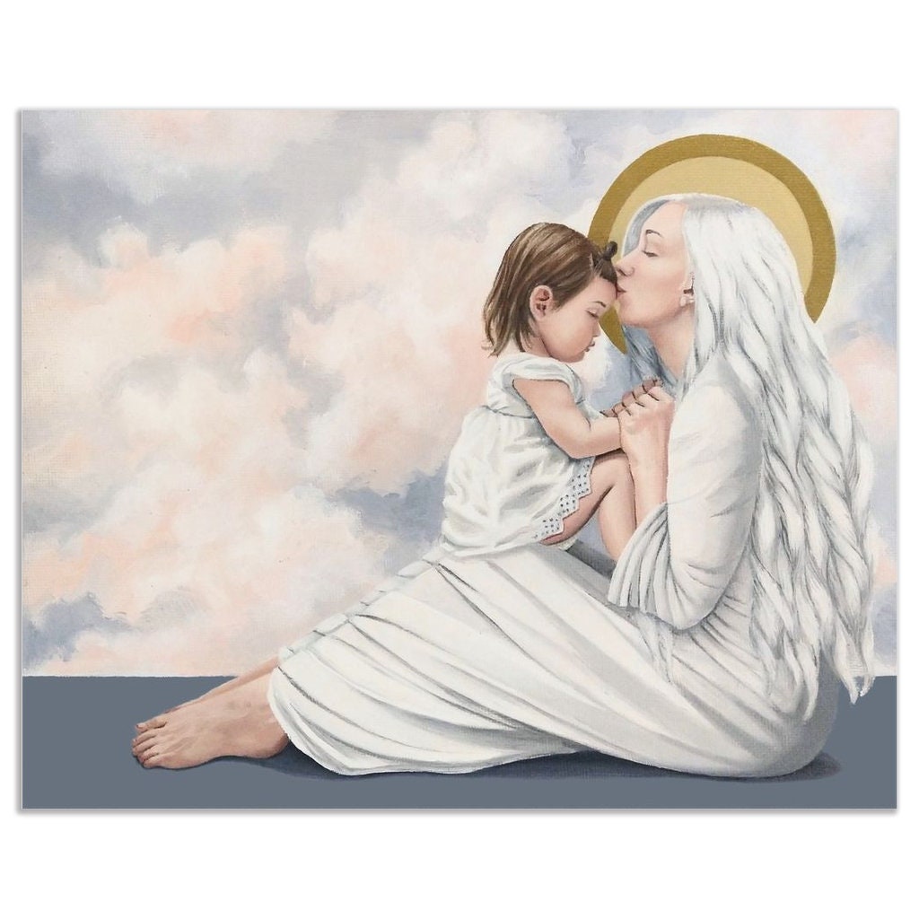 In Her Image, Heavenly Mother Kissing Little Girl, Feminine Divine Oil