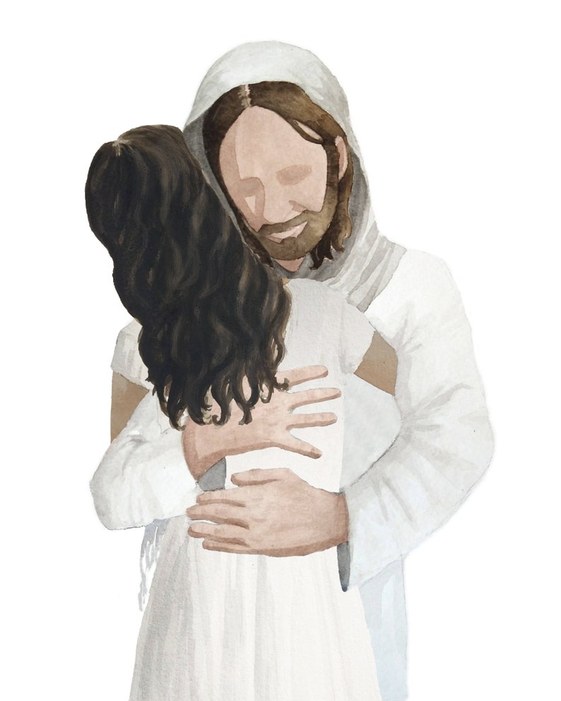 Jesus Christ Hugging Girl With Black Hair Latter-day Saint - Etsy