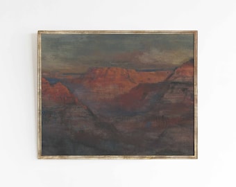 Canyon Dusk | Vintage landscape southwest desert western oil painting | New Mexico art | print sizes 8x10 11x14 16x20