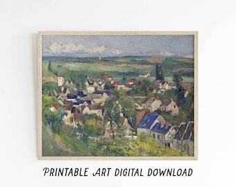 Auvers Village | DIGITAL DOWNLOAD | Vintage French landscape oil painting art | Cezanne | Country traditional | print sizes 5x7 8x10 9x12