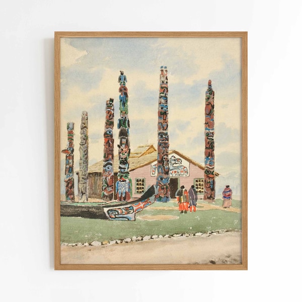 Alaska Totems | Native American Pacific northwest painting Indian tribe fine art | print sizes 5x7 8x10 9x12 11x14