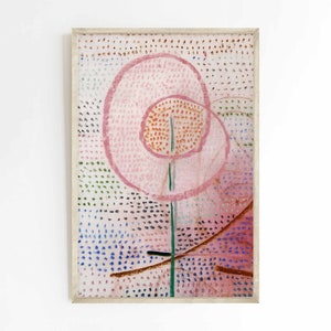 Blossoming | Figurative abstract flower art | Vintage Paul Klee pastel painting | Pink blue green | print sizes 5x7 8x12 9x12 12x16 16x24