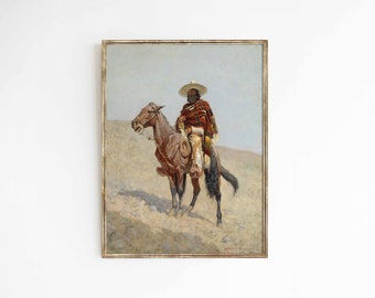 Mexican Vaquero | Western art print oil painting of horse and rider in desert | print sizes 5x7 8x10 9x12 18x24