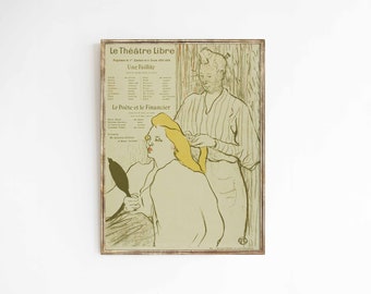 Le Poete | Vintage Toulouse Lautrec French art poster | Neutral wall decor | print sizes 18x24 9x12