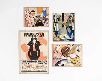 Modern Art Medium Gallery Wall Set | Vintage art prints | Colorful bright eclectic midcentury art | print sizes 8x10 to 12x18