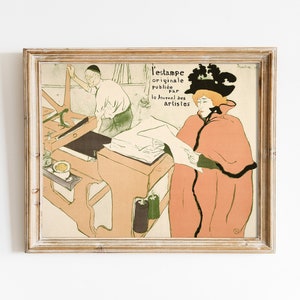 Le Journal des Artistes Vintage art deco lithografie print van een vrouw door Toulouse-Lautrec printformaten 8x10 11x14 16x20 afbeelding 1