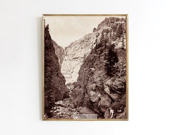 Vintage black & white photograph print of western landscape of a canyon scene in 8x10 paper and mounted options