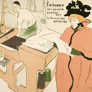 Le Journal des Artistes Vintage art deco lithografie print van een vrouw door Toulouse-Lautrec printformaten 8x10 11x14 16x20 afbeelding 3