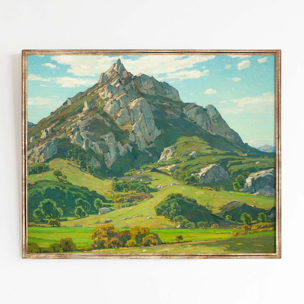 Vintage California Foothills Oil Painting Print | Rustic Landscape Art