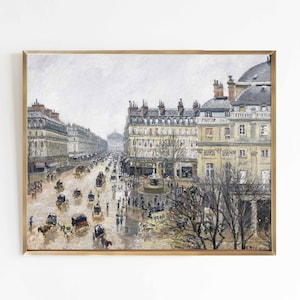 Paris Theater District Fine art print European cityscape French antique vintage oil painting print sizes 8x10 11x14 16x20 image 1