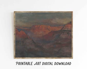 Canyon Dusk | DIGITAL DOWNLOAD Vintage landscape southwest desert western oil painting | New Mexico art | print sizes 8x10 11x14 16x20