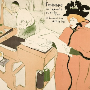 Le Journal des Artistes Vintage art deco lithografie print van een vrouw door Toulouse-Lautrec printformaten 8x10 11x14 16x20 11x14 inches