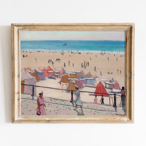 Vacaciones de verano / Vintage francés vacaciones junto al mar vacaciones pintura impresión / tamaños 8x10 9x12
