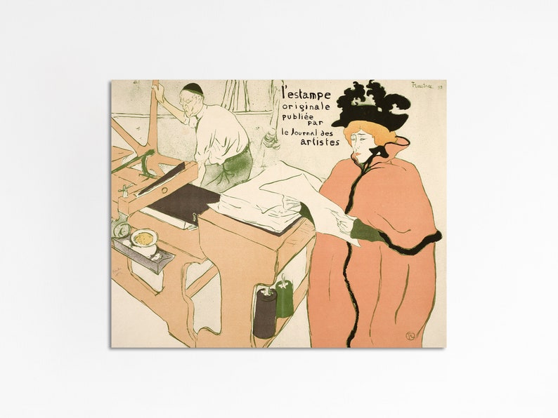 Le Journal des Artistes Vintage art deco lithografie print van een vrouw door Toulouse-Lautrec printformaten 8x10 11x14 16x20 afbeelding 2