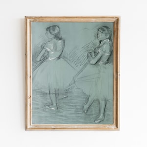 Ballet Dancers | French vintage sketch | Little girl decor | Degas print 5x7 8x10 9x12