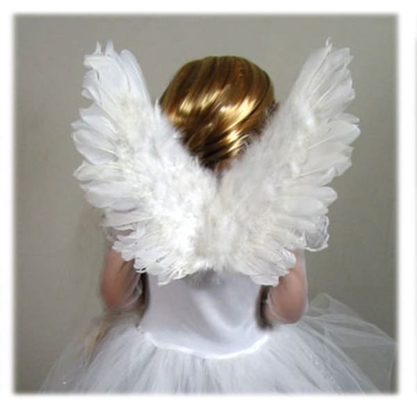 White Feather Fairy Angel Wings w/ Free Halo Halloween costumes Kids Girls Boys  Small 4-7 years old