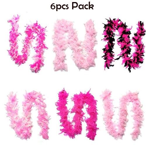 Pink and Purple Two Tone Feather Boas with Matching Foil - 12-Pack