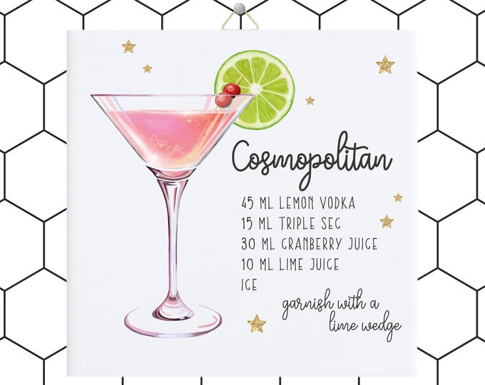 Sip in Style! Chic Cosmopolitan Tile - Modern Mixology Marvel - Hip Kitchen Accent