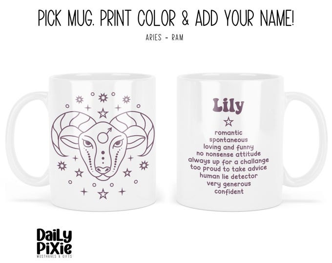 Zodiac Magic Aries Mug with Name - Perfect for Everyday!