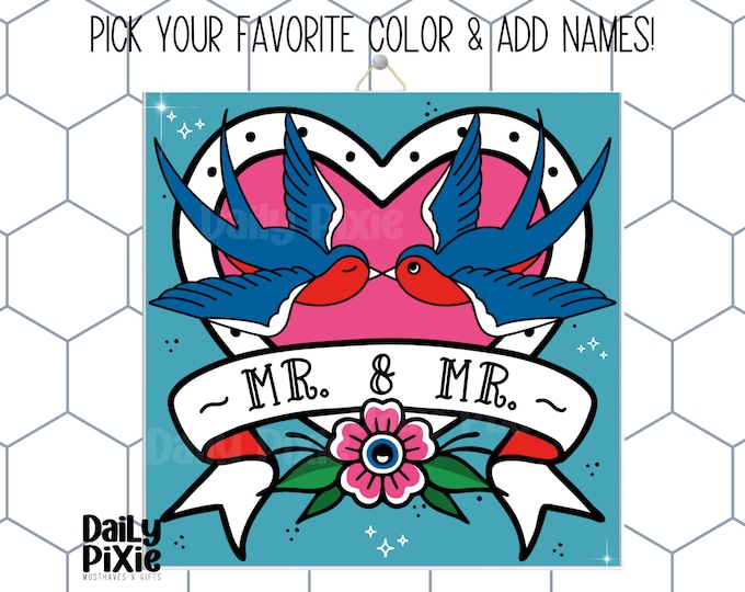 Pride and Love - Personalized Wedding Tile Unique Wedding Keepsake!