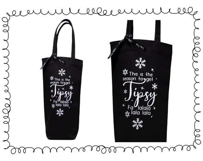 Wine bag black - Tipsy - Christmas