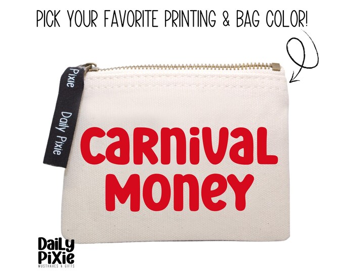Canvas Zipper Pouch for Carnival Cash & Coins