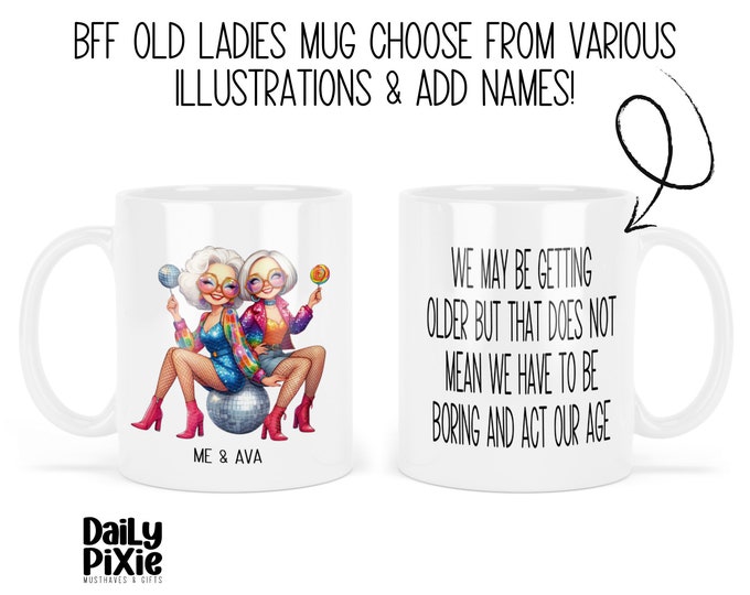 Quirky Grandma Duo Mug - Besties Edition - Choose Your Duo and Personalize with Your Names!!