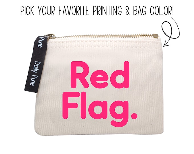 Period bag - Red Flag - neon colors • period pouch • tampon holder • first period gift • sanitary napkin storage • gift for her