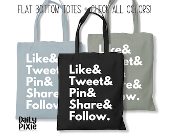 Hippe Social Media Tote Bag - Like  Tweet  Pin  Share & Follow. - Uniek Cadeau