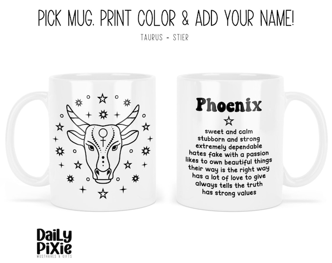 Horoscope Mug Taurus – Your Name and Characteristics