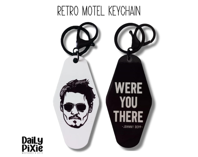 Iconic Johnny Depp Keychain | Retro Motel Style with Quote