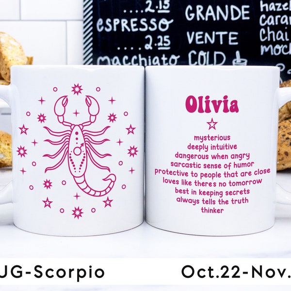 Zodiac mug - Scorpio • personalized mug zodiak sign personality traits • best friend birthday gift • cute mug • personal gift for her