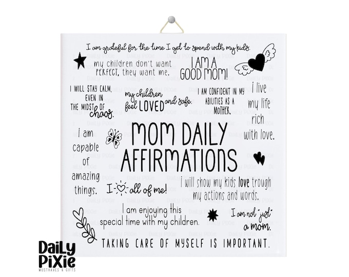 Mom Power Daily Affirmations Tile - Inspiring Wall Art!
