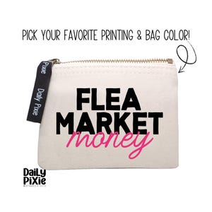 Bolsa de monedas de dinero del mercado de pulgas - Bolsa de lona única con opciones de color - ¡Regalo original para los amantes del mercado de pulgas!