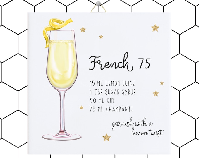 Trendy Twist & Sip! French 75 Cocktail Tile - Chic Cocktail Charm - Stylish Kitchen Accent