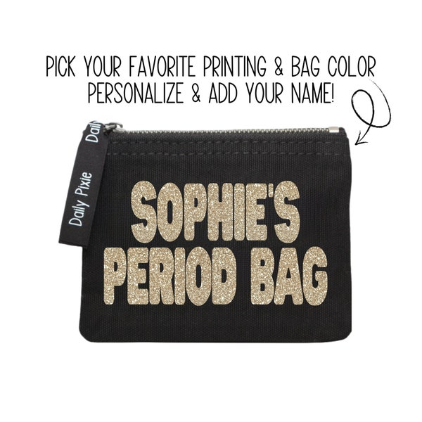 Stylish Custom Period Bag - Personalize with Your Name - Keep Your Menstrual Products Organized