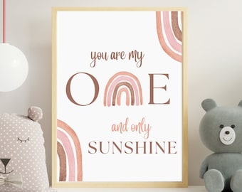 You are my Sunshine Wall Art One and Only Sunshine Boho Nursery Wall Art Digital Download