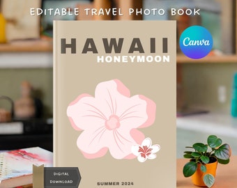 Hawaii Travel Photo Book Cover Canva Template Coffee Table Book Travel Journal Photo Album Fully Editable 8x11.5"