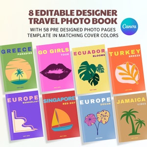 Travel Photo Book Cover Canva Photo Album Template Coffee Table Book Travel Journal Album Fully Editable 8x11.5&quot;