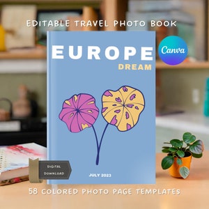 Europe Travel Photo Book Cover Canva Template Coffee Table Book Travel Journal Photo Album Fully Editable 8x11.5&quot;