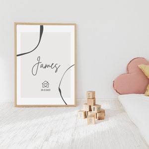Custom Minimalist Name Print for Boys or Girls Nursery Line Art Printable Wall Art Digital Download