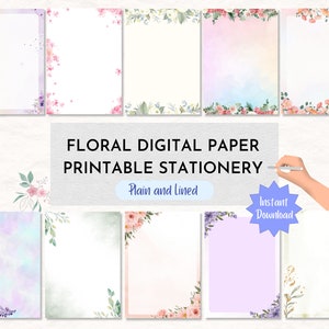 Floral Prints Paper Bundle Flower Prints Printable Stationery Digital Note Paper | A4, A5 and US Letter sized