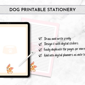 Editable Corgi Notes Corgi Dog Printable Stationery Digital Note Paper | A4 and US Letter ...