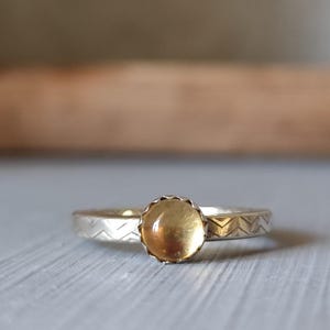 Handmade Sterling Silver Ring with Citrine Gemstone – Dainty Stacking Ring