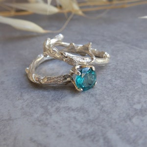 Green Topaz Sterling Silver Twig Ring Set