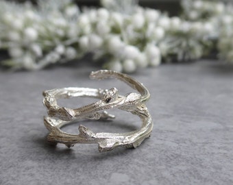 Anillo de plata de rama de árbol, anillo de espina, anillo de ramita de plata de ley, anillo de promesa