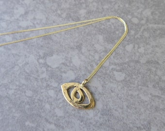 14k Solid Gold Evil Eye Necklace: Good Luck Charm Pendant